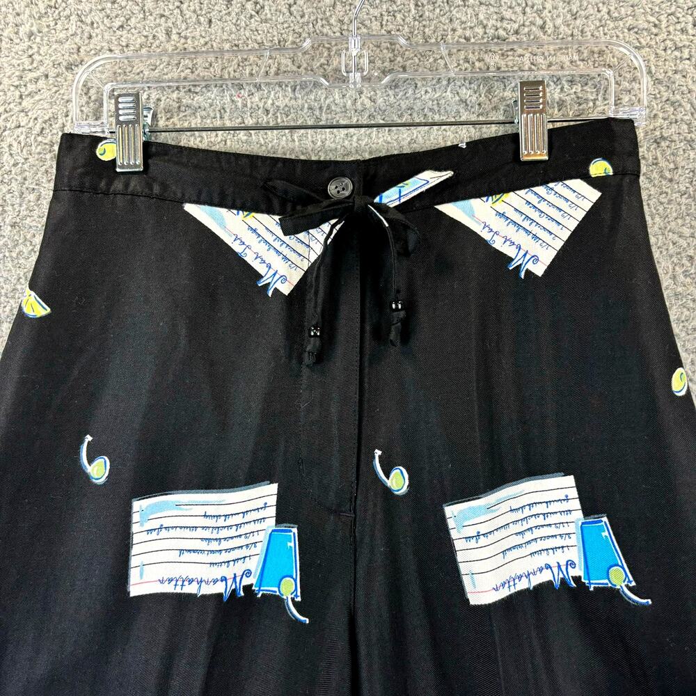 90s Novelty Pant Medium Artsy Ecclectic Retro AOP Wide Leg Crop Holly Lane VTG - Picture 2 of 15